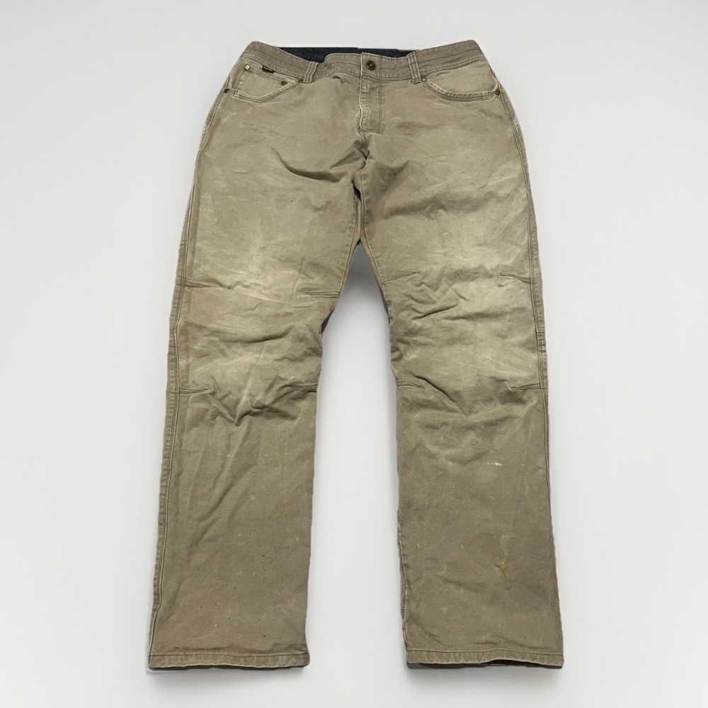 Vintage Mens KUHL Patina Dye Rydr Beige Micro Canvas Outdoor Utility Pants 36x32